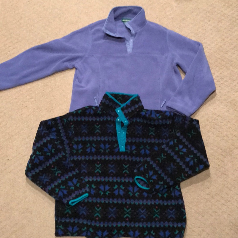 LL Bean Snap up Fleece Pullovers - Large